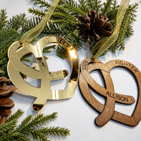 FIGHTER | PRE-ORDER |  Stained Wood or Gold Acrylic Ornament | Personalize with First Name