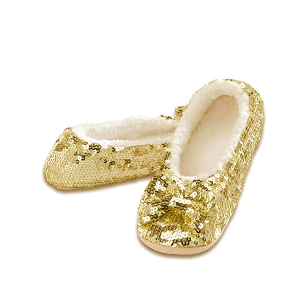 Gold Sequin Fuzzy Slippers