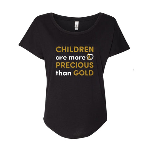 Children Are More Precious Than Gold Glitter Gold Dolman T-shirt  