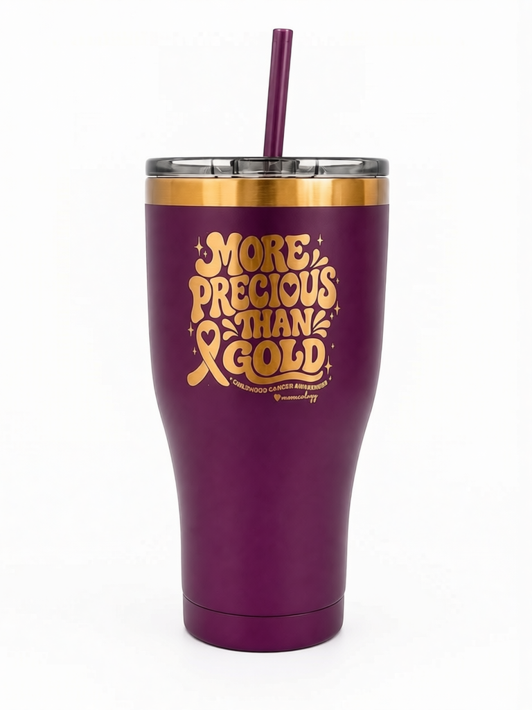 Momcology More Precious than Gold Plum and Gold 30 oz Tumbler